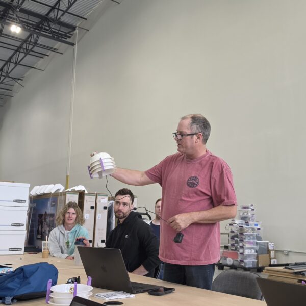 PurpleAir Adrian shows prototype monitor