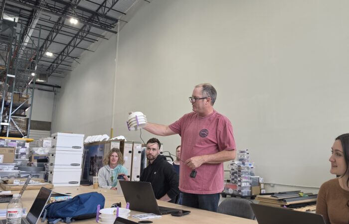 PurpleAir Adrian shows prototype monitor