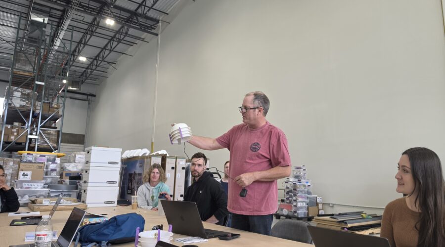PurpleAir Adrian shows prototype monitor